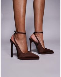 SIMMI - Simmi london wide fit – landen – pumps aus em satin mit plateausohle, weite passform - Lyst