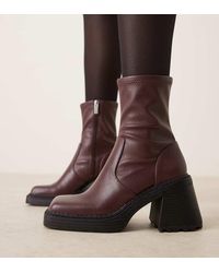 ASOS - Wide Fit Reign Square Toe Mid-heel Platform Boots - Lyst