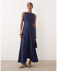 ASOS Drape Asymmetric Linen Midi Dress in Natural | Lyst ASOS Drape Asymmetric Linen Midi Dress in Natural | Lyst