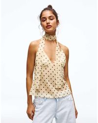 Bershka - Polka Dot Scarf Strap Top - Lyst