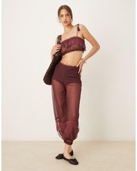 ASOS - Co-Ord Sheer Dobby Mesh Lace Hem Trouser - Lyst