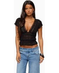 Edikted - Avalee Sheer Lace V Neck Top - Lyst