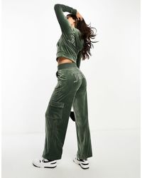 Juicy Couture - Velour Wide Leg Cargo Trousers Co-ord - Lyst
