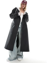 ASOS - Rubberised Rain Hooded Trench Coat With Belt Detail - Lyst