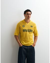 ASOS - Relaxed Knitted Football‑Style Notch Neck With Embroidery - Lyst