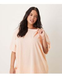 ASOS - Camiseta De Pijama A Rayas Rosas Mix & Match De Asos Design Curve - Lyst