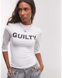 Collusion - Guilty Slogan 3/4 Sleeve Fitted Top - Lyst