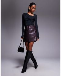 River Island - Faux Leather Pocket Detail Mini Skirt - Lyst