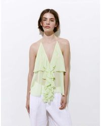 Pull&Bear - Halter Top With Ruffles - Lyst