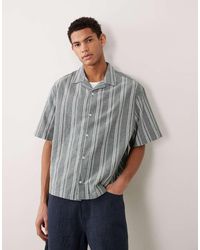 ASOS - Boxy Oversized Linen Look Stripe Shirt - Lyst
