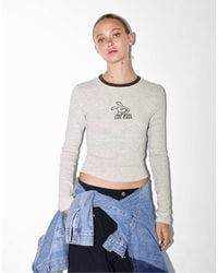 Pull&Bear - Long Sleeve T-Shirt With Ribbed Rabbit Graphic - Lyst