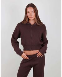 SIMMI - Collared Knit Zip Up Sweater - Lyst