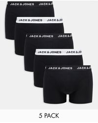 Jack & Jones - Confezione Da 5 Paia Di Boxer Aderenti Neri E Bianchi Con Logo Sulla Fascia - Lyst