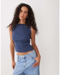 Mango - Ribbed Boat Neck Sleeveless Top - Lyst