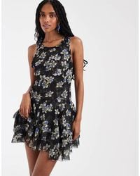 Free People - Raven Printed Mini Dress - Lyst