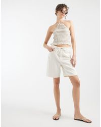 Vero Moda - Villa Mid-rise Tie Waist Denim Bermuda Short - Lyst