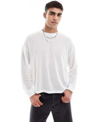 ASOS - Maglietta A Maniche Lunghe Squadrata Oversize Color Panna - Lyst