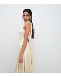 Kaiia - Exclusive Satin Scarf Detail Bandeau Godet Hem Maxi Dress - Lyst