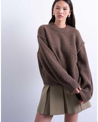 TOPSHOP - Knit Wool Blend Fluffy Exposed Seams Easy Sweater - Lyst