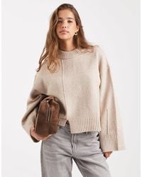 ASOS - Crew Neck Jumper With Seam Front Detail And Stepped Hem - Lyst