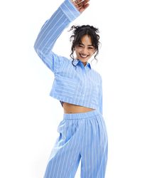 Luna - Oversized Cropped Pyjama Shirt Co Ord - Lyst
