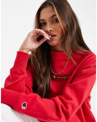 Champion Красный Свободный Свитшот С Высоким Воротником