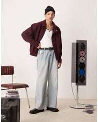 ASOS - Blouson harrington en aspect laine à carreaux - bordeaux - Lyst