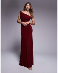 ASOS - Vestito Lungo Allacciato Sul Davanti Con Spalle Intrecciate Color Vinaccia - Lyst