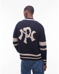 No Problemo - Zip Through Wool-mix Knitted Jumper With Contrast Stripe - Lyst