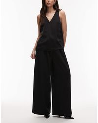 ASOS - Slinky Twill Super Wide Leg Trousers With Tie Waist - Lyst