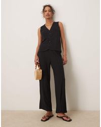 Vila - Lightweight Knitted Wide Leg Pants - Lyst