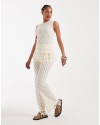 New Look - Co-ord Tassel Hem Knitted Trousers - Lyst
