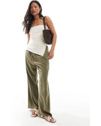 Miss Selfridge - Linen Blend Drawstring Waist Wide Leg Pants - Lyst