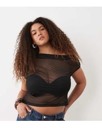 ASOS - Asos Design Curve Sheer Mesh Ruched One Shoulder Asymmetric Top - Lyst