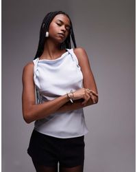 TOPSHOP - Top Senza Maniche Ghiaccio Con Spalline Attorcigliate - Lyst