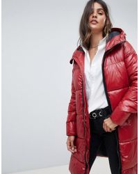 G-Star RAW High Shine Long Line Padded Jacket - Red