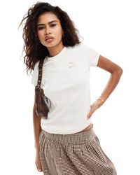 PUMA - Classics - t-shirt ajusté en maille côtelée - cassé - Lyst