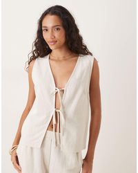 ASOS - Tie Front Waistcoat With Linen Co-ord - Lyst