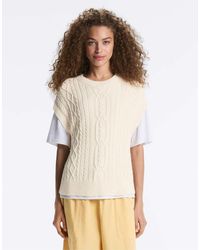 Oysho - Cable Knit Round Neck Vest - Lyst
