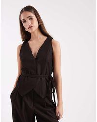 Vero Moda - Cinched Tie Waist Waistcoat Co-ord - Lyst