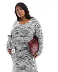 Renee Studio - Jersey Jaspeado De Corte Alargado Con Cuello Asimétrico De Punto Exclusivo De Plus X Holly Wynne (Parte De Un Conjunto) - Lyst