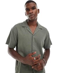 Only & Sons - Camicia A Maniche Corte Testurizzata Kaki - Lyst
