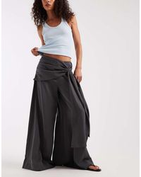 ASOS - Scarf Detail Wide Leg Trouser - Lyst