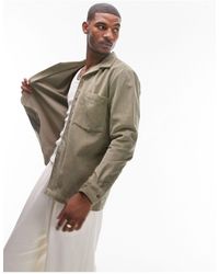 TOPMAN - Long Sleeve Regular Fit Revere Cord Shirt - Lyst