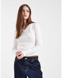 ASOS - High V-neck Long Sleeve Tee - Lyst
