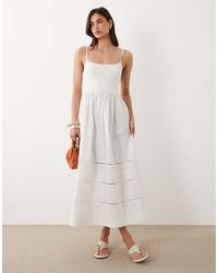 Nobody's Child - Goldie Cotton Scoop Neck Cami Straps Bodice Detail Midi Dress - Lyst