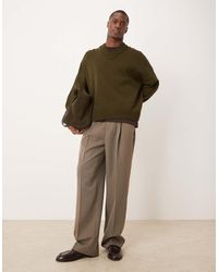 ASOS - Smart Wide Leg Trousers With Front Inverted Pleats And Elasticated Waistband - Lyst