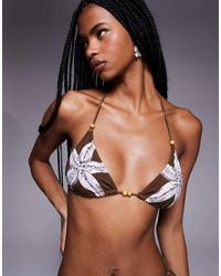 Candypants - Abstract Floral Triangle Bikini Top - Lyst