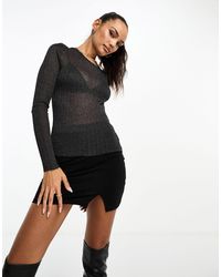 ASOS - Sheer Knitted Crew Neck Top - Lyst