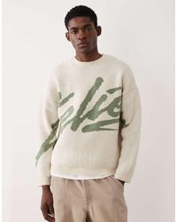 ASOS - Oversized Knitted Jumper With 'atelier' Graphic - Lyst